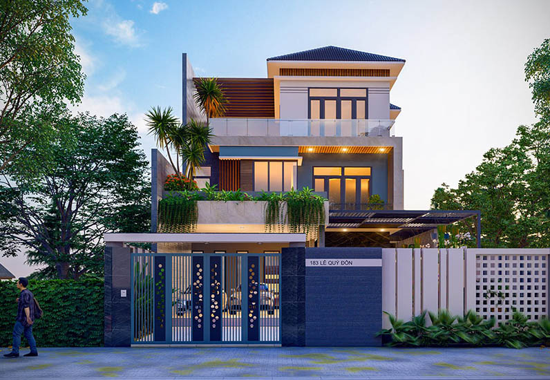 Top 3 Mẫu Bản Vẽ Biệt Thự Hiện Đại 3 Tầng Mặt Tiền Rộng