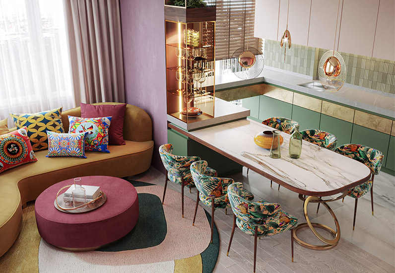 Mẫu Nội Thất Phòng Khách Đẹp Đầy Sắc Màu 