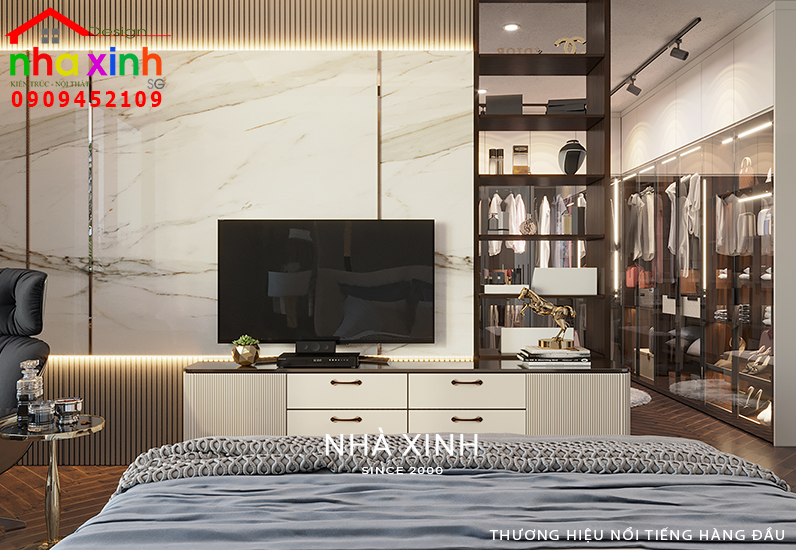 Nội thất tiện nghi và hiện đại trong phòng ngủ master