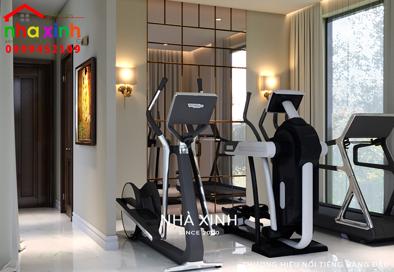 Phòng tập gym rộng rãi trong biệt thự
