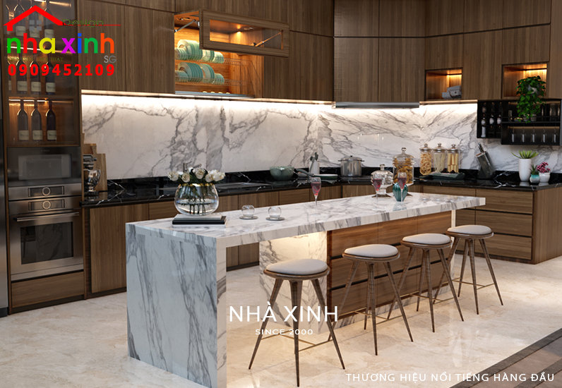 thiết kế phòng bếp sang trọng, tiện nghi