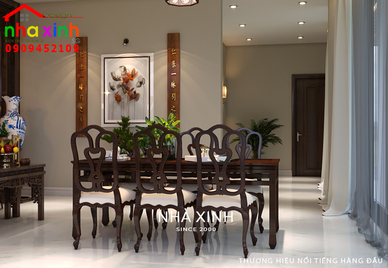 Phòng thờ biệt thự hiện đại được bố trí đơn giản nhưng sang trọng