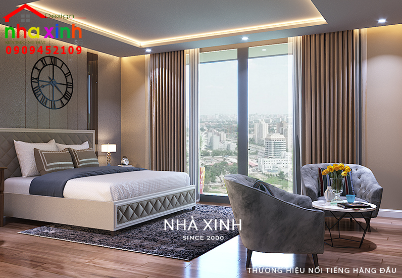 Phòng ngủ cho ông bà với tông màu nâu trầm ấm