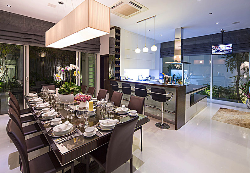Nội thất bàn ăn biệt thự với hướng thiết kế không gian mở