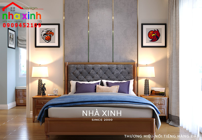 VIew phòng ngủ con trai lớn trong thiết kế biệt thự tân cổ điển Pháp