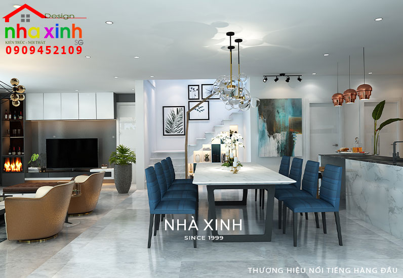 Không gian bàn ăn được thiết kế mang hơi hướng mở