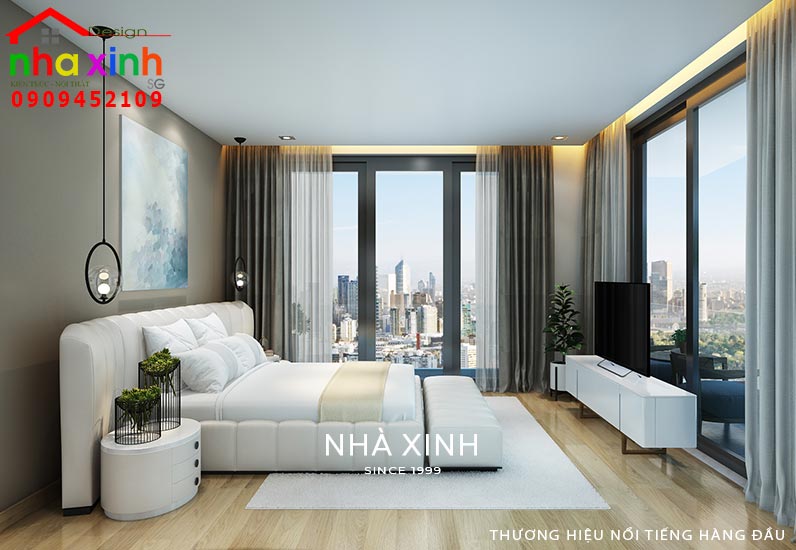Mẫu nội thất phòng ngủ với view cao tầng 