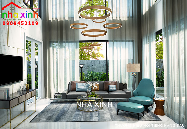 Phòng khách mẫu thiết kế biệt thự vườn đẹp hiện đại