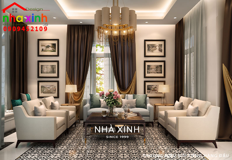 Mẫu phòng khách được thiết kế sang trọng và ấn tượng