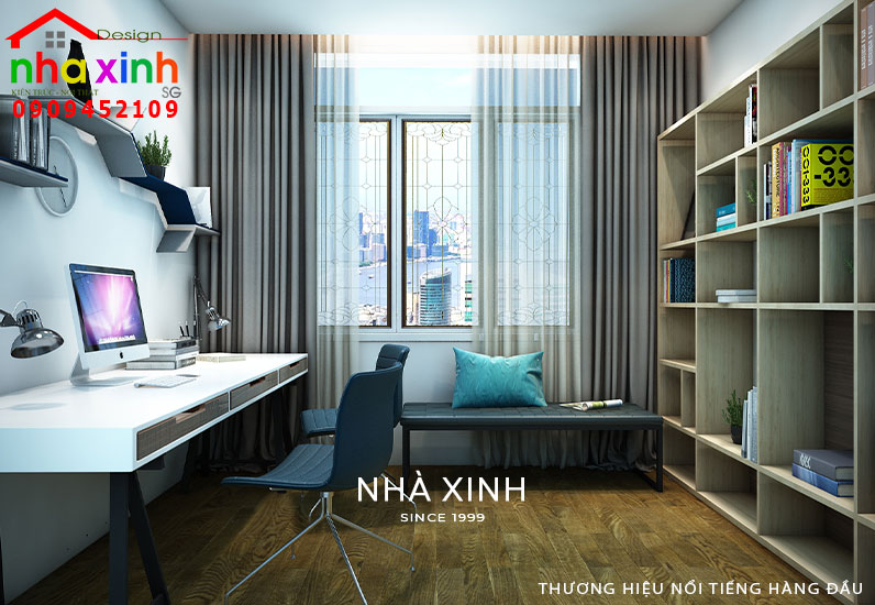 Không gian phòng làm việc với thiết kế thông thoáng, tiện nghi