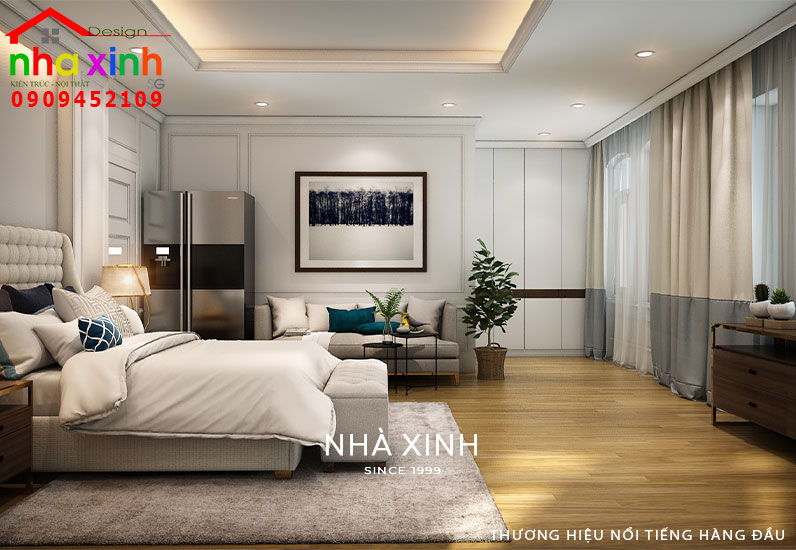 Phòng ngủ ưu tiên sử dụng với gam màu trung tính nhẹ nhàng