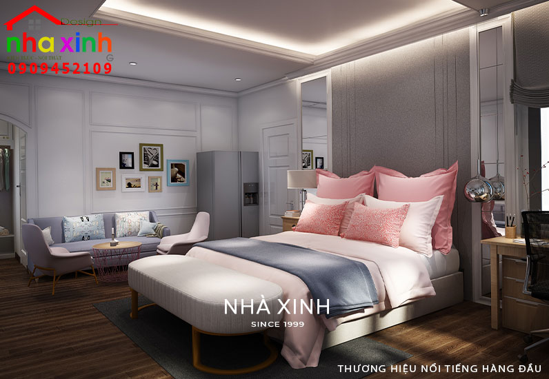 Phòng ngủ được bày trí bộ ghế sofa tiện nghi