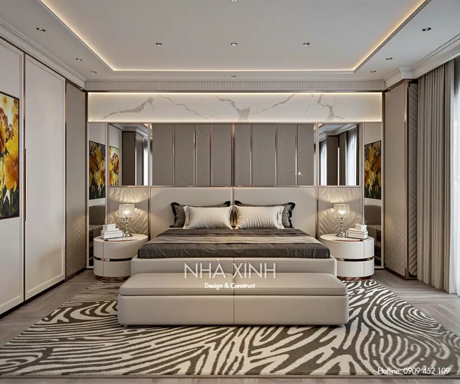 Cổng chính biệt thự BT-0215 với hoa văn cổ điển tinh tế.