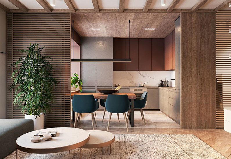 Phòng khách ăn-bếp view 02