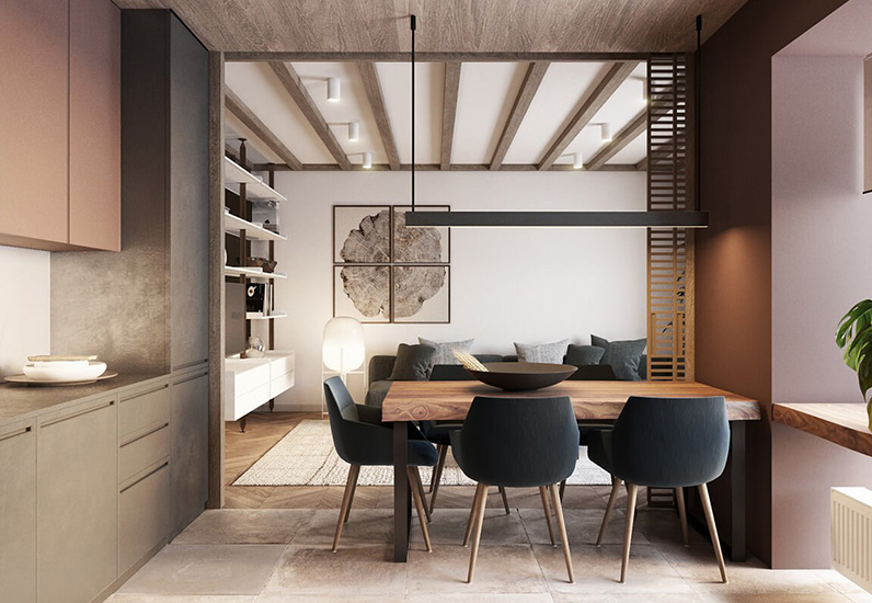 Phòng khách ăn-bếp view 01
