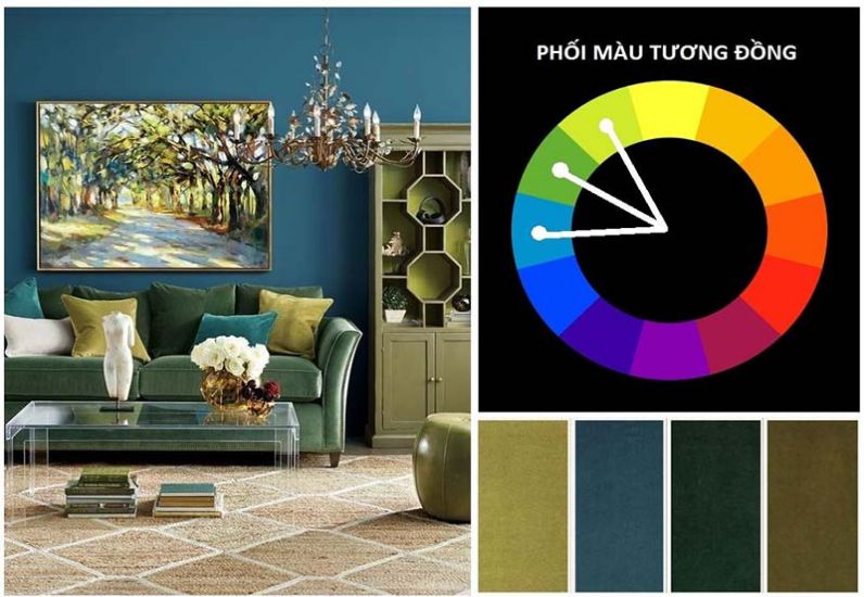 Ví dụ về cặp màu tương đồng trong thiết kế nội thất