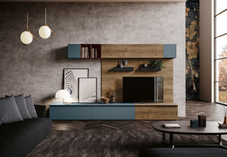 Thiết kế phòng sinh hoạt chung với kệ tivi