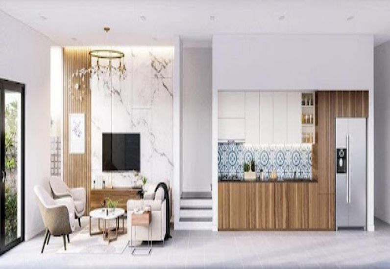 Thiết kế phòng khách liên thông phòng bếp và khu vực ăn uống