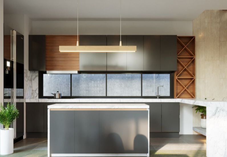 Thiết kế nhà bếp hiện đại với không gian rộng rãi