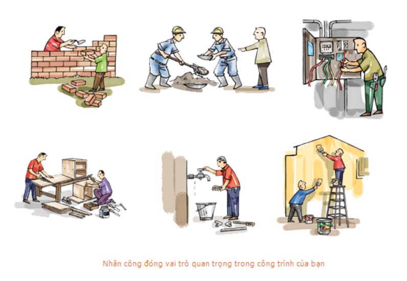 Nhân công là một trong những phần quan trọng góp phần kiến tạo ngôi nhà