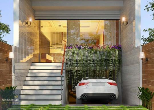 Mẫu nhà 3 tầng đẹp có gara rộng rãi