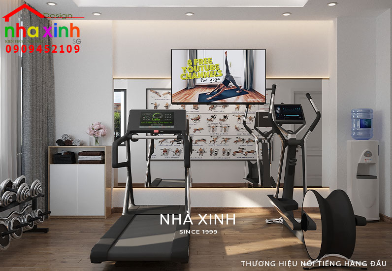 Mẫu thiết kế phòng gym nhà phố hiện đại 5 tầng