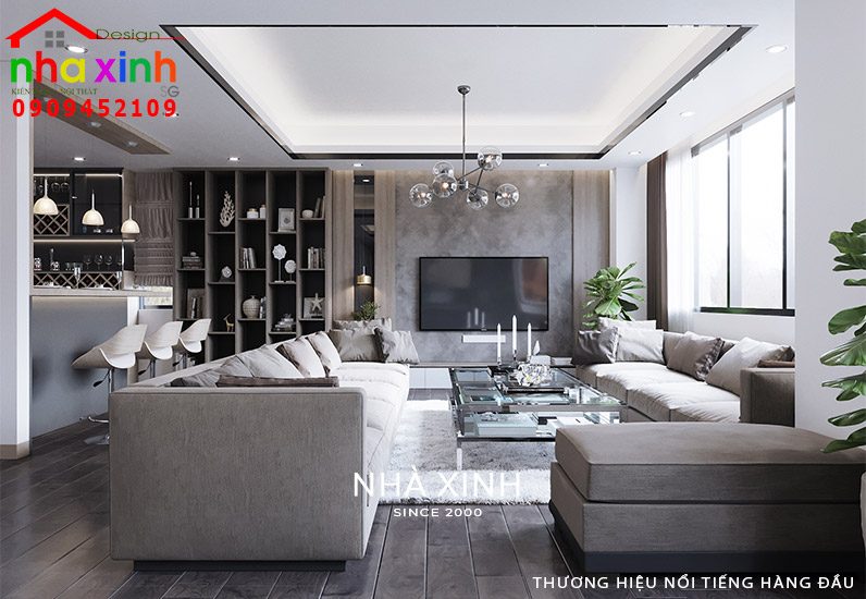 Thiết kế nội thất phòng khách chung cư siêu sang trọng