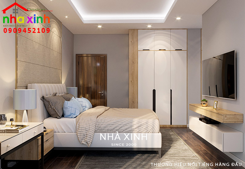 Phòng ngủ biệt thự hiện đại, tươi trẻ