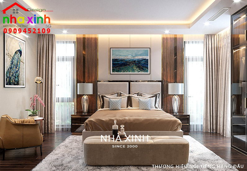 Phòng ngủ master mẫu thiết kế nội thất biệt thự đẹp