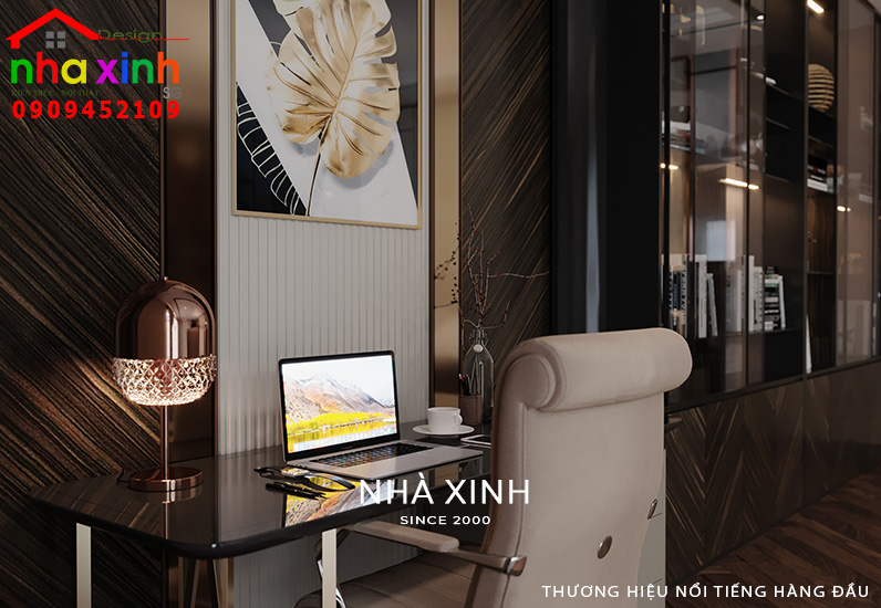 Không gian làm việc được tạo điểm nhấn bởi phần tranh treo đẹp mắt