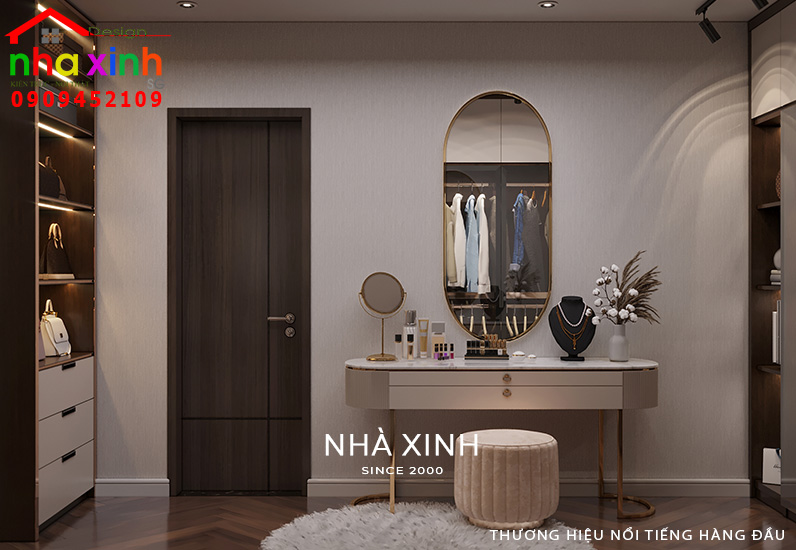 Khu vực bàn trang điểm được thiết kế đẹp mắt