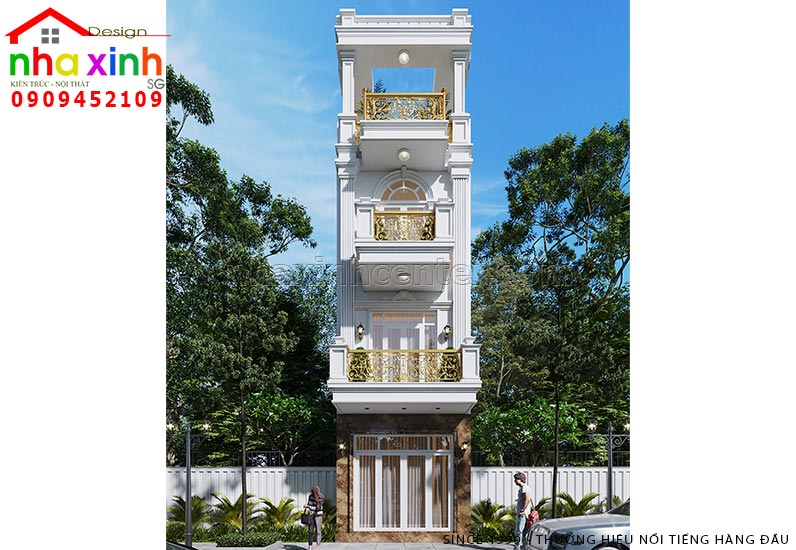nhà phố 4 tầng tân cổ điển 