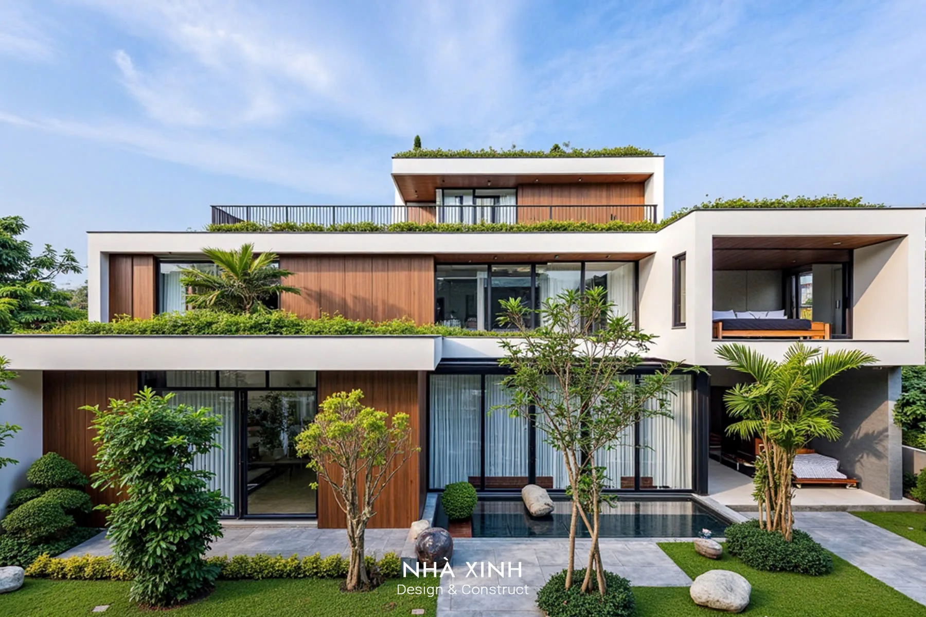 U Mê Bởi Mẫu Biệt Thự 2 Tầng Có Hồ Bơi Nhờ Ngoại Thất Gỗ Bắt Mắt